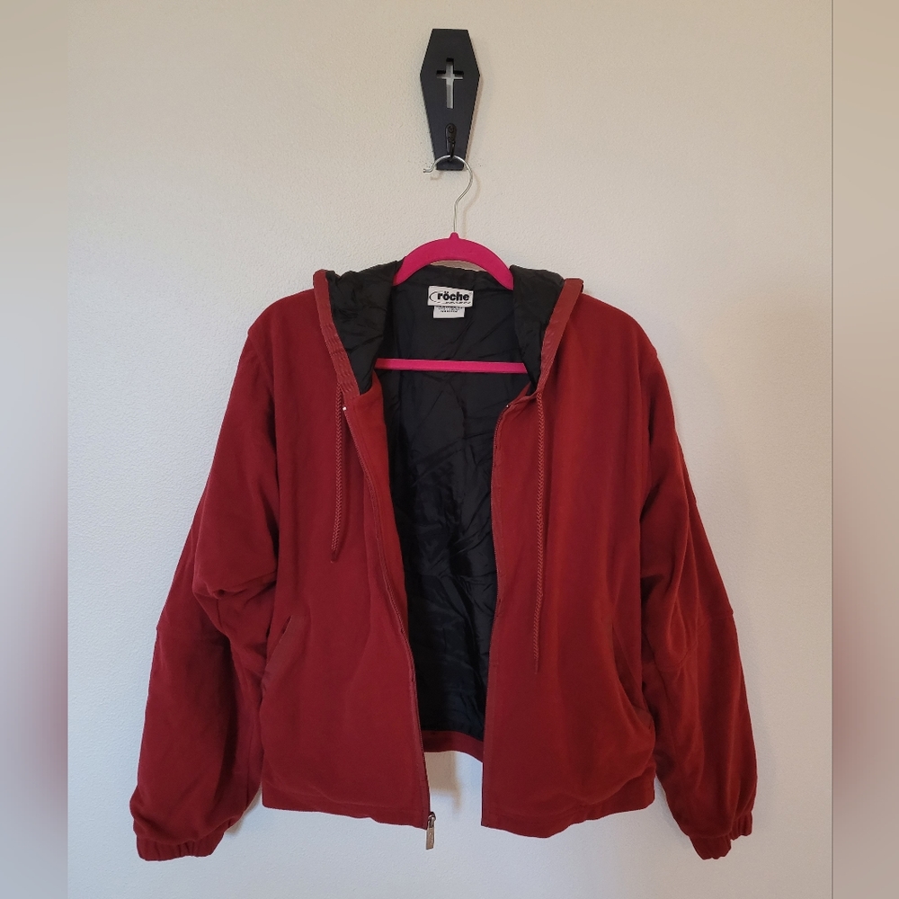 Hooded Zip-Up Size M Red fleece jacket